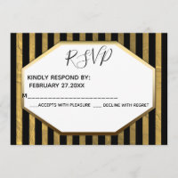 Geometrical lux gold /black stripes wedding RSPV