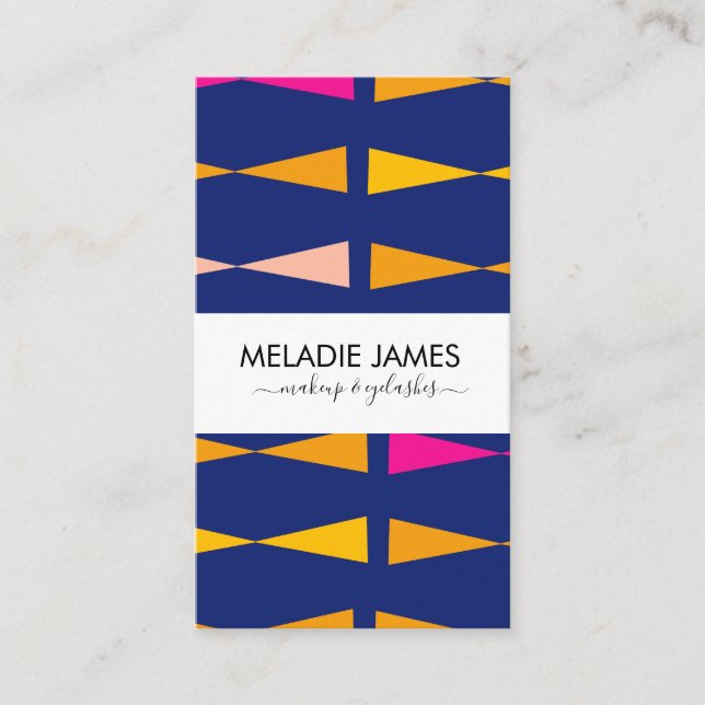 Geometrical Makeup Artist Salon Blue Pink Business Card (Front)