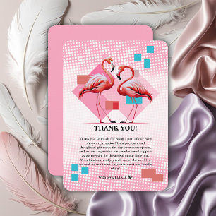 Geometrical Modern Flamingo Baby Shower Thank You Card