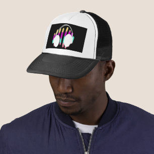 Geometrical Name Headphones DJ Rainbow Music Bars Trucker Hat