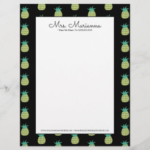 Geometrical Neon Pineapple Summer Pattern Custom Letterhead