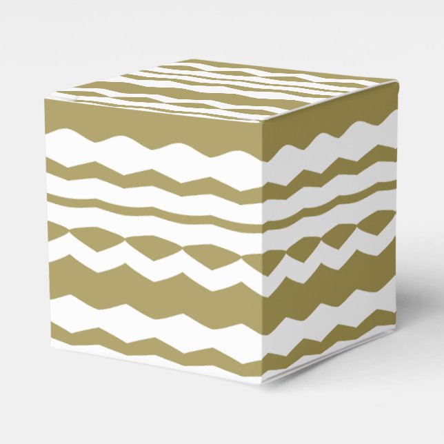 Geometrical ornamental beige & white favour box (Front Side)