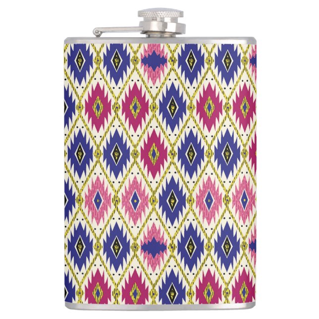 Geometrical Patterns: Traditional Textile Illustra Hip Flask (Front)