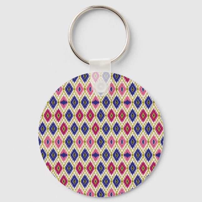Geometrical Patterns: Traditional Textile Illustra Key Ring (Front)