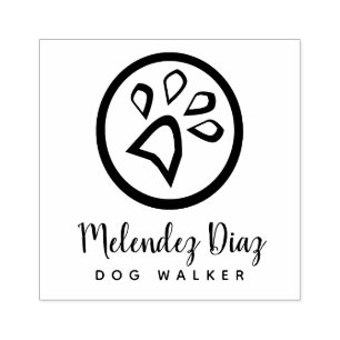 Geometrical Paw Print Modern Dog Walker Logo Rubber Stamp