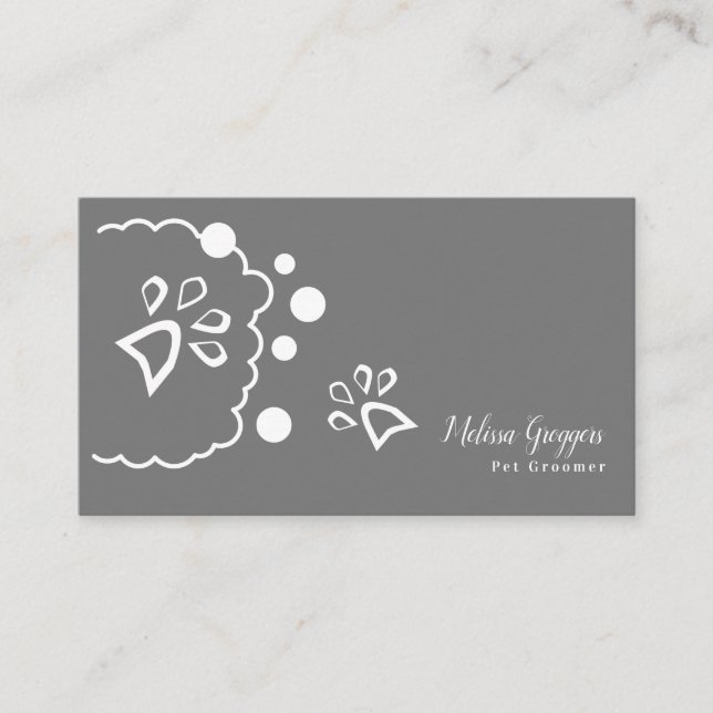 Geometrical Pet Groomer Dog Walker Paw Logo Business Card (Front)