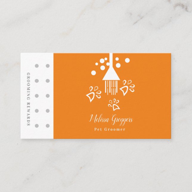 Geometrical Pet Groomer Dog Walker Paw Logo Reward Business Card (Front)