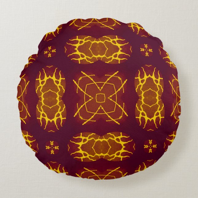 Geometrical Seamless Print Retro design. Geometric Round Cushion (Front)