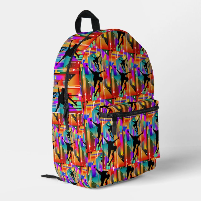 Geometrical Shape Abstract Skateboarding Printed Backpack (Back Corner Left)