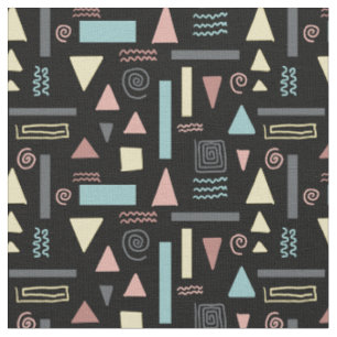 Geometrical shapes black pattern fabric
