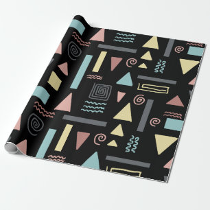 Geometrical shapes black pattern wrapping paper