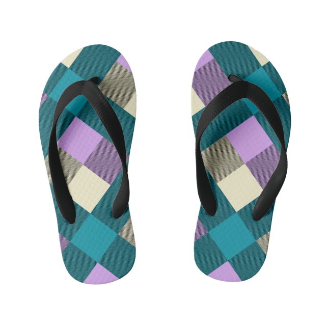 Geometrical Square Abstraction 20 Kid's Flip Flops (Footbed)