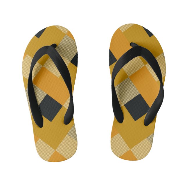 Geometrical Square Abstraction 9 Kid's Flip Flops (Footbed)