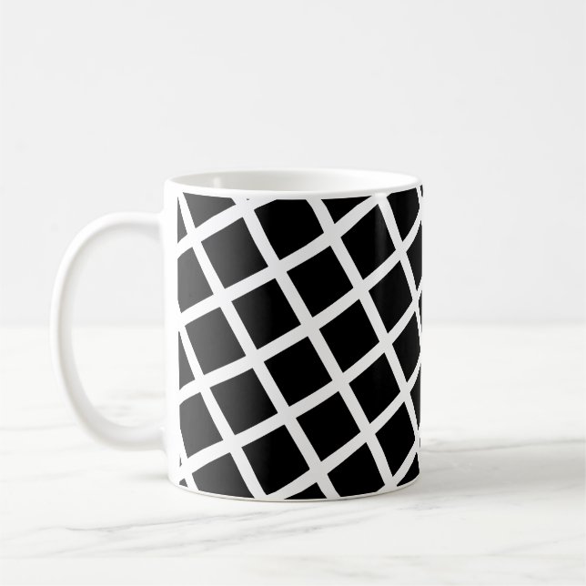 Geometrical Squares Lines Scandinavian 60s Pattern Coffee Mug (Left)