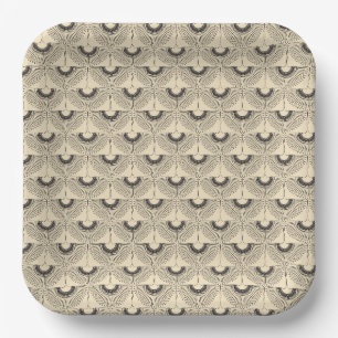 Geometrical swan flying bird pattern cream paper plate