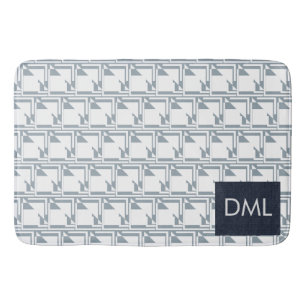 Geometrical Texture Warm Blue Tones Pattern  Bath Mat