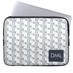 Geometrical Texture Warm Blue Tones Pattern Laptop Sleeve