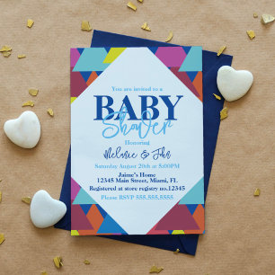 Geometrical Triangles Blocks Colourful Baby Shower Invitation