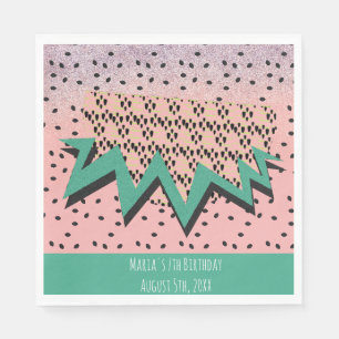 Geometrical Watermelon Slice Pink Birthday Party Napkin