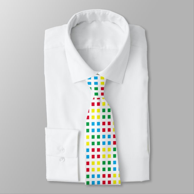 Geometrics colourful pattern tie (Tied)