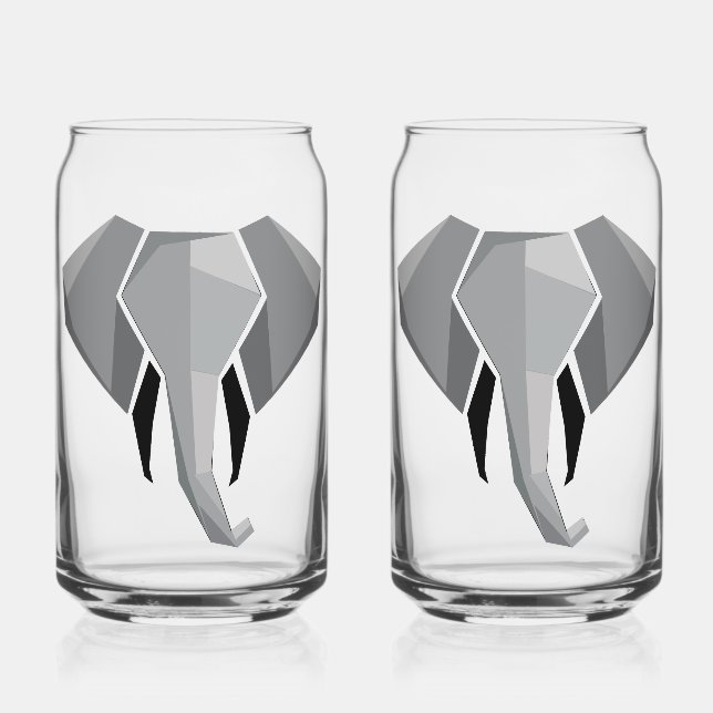 Geometrics Elephant Head  Can Glass (Front)