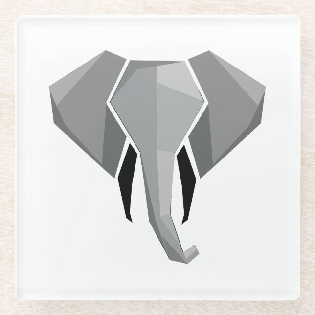 Geometrics Elephant Head  Glass Coaster (Front)