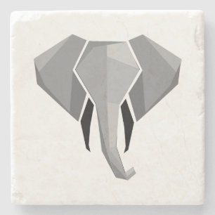 Geometrics Elephant Head  Stone Coaster