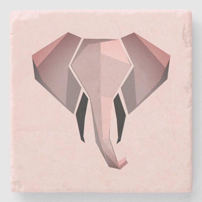 Geometrics Elephant Head  Stone Coaster (Front)