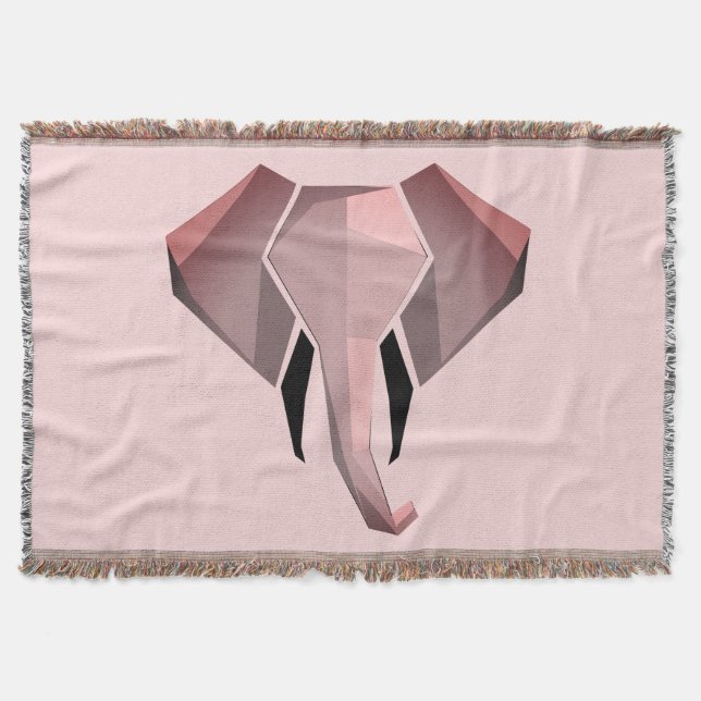 Geometrics Elephant Head  Throw Blanket (Front)