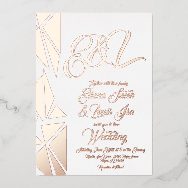 Geometry Blush Gold Wedding Pressed   (Front)
