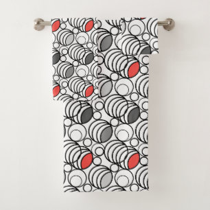 Geometry circles and rings decor retro sixties bath towel set