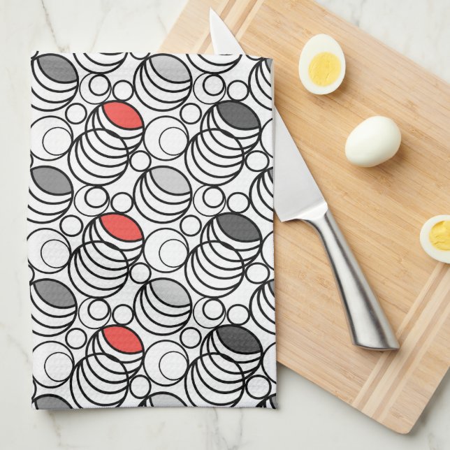Geometry circles and rings decor retro sixties  tea towel (Quarter Fold)