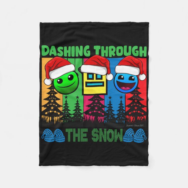 Geometry Dashing Through The Snow Sleep Dash Game  Fleece Blanket (Front)