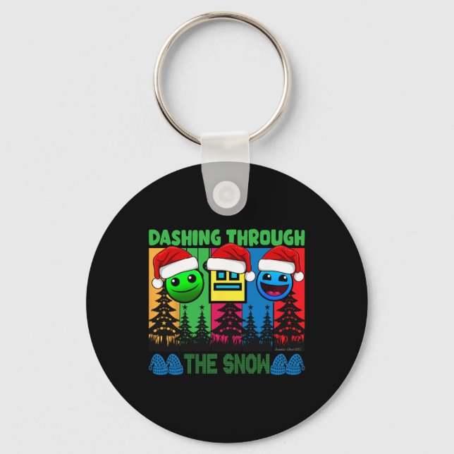Geometry Dashing Through The Snow Sleep Dash Game  Key Ring (Front)
