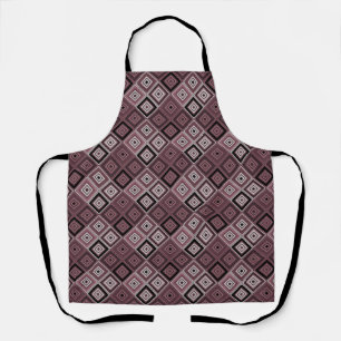 Geometry ethnic patchwork brown burgundy  apron