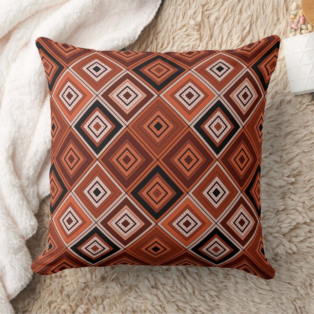 Geometry ethnic patchwork brown orange  cushion (Blanket)