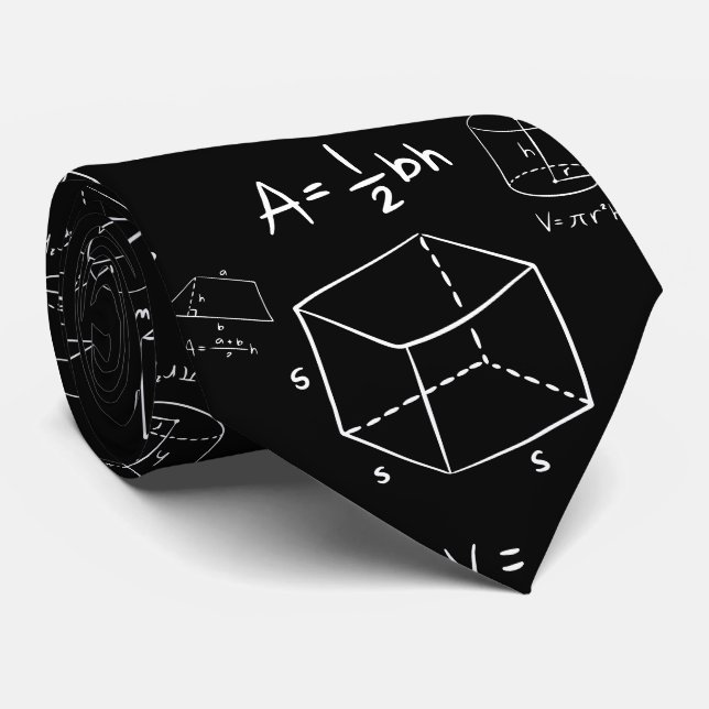 Geometry Geek & Black and white Neck Tie (Rolled)