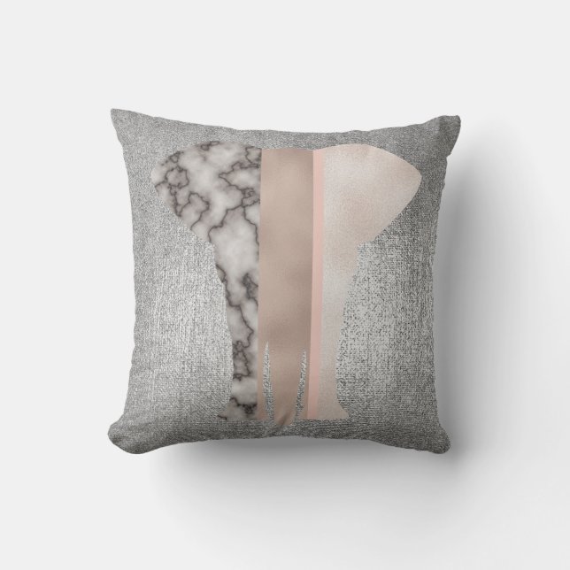 Geometry Gold Blush Pink Marble Gray VIP Elephant Cushion (Front)