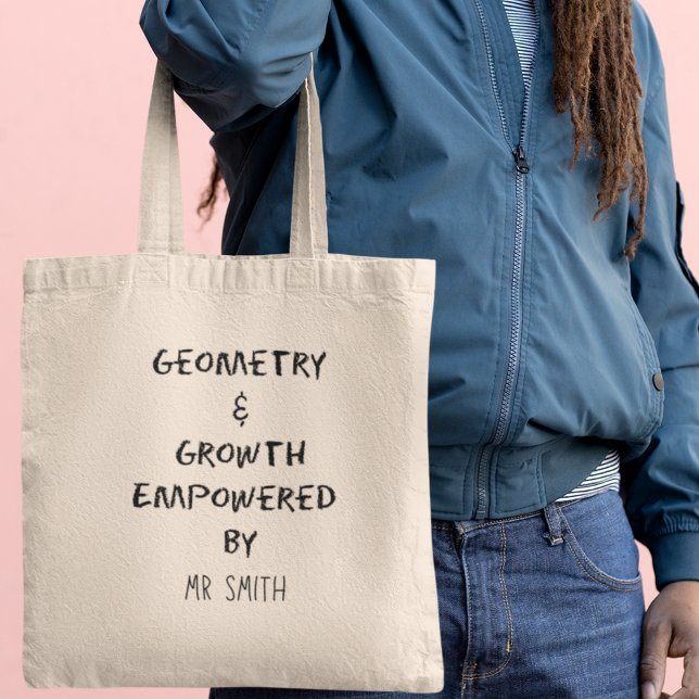 Geometry & Growth Personalized Math Teacher Tote Bag (Customize it with your name and embrace the honor of teaching, one equation at a time.)
