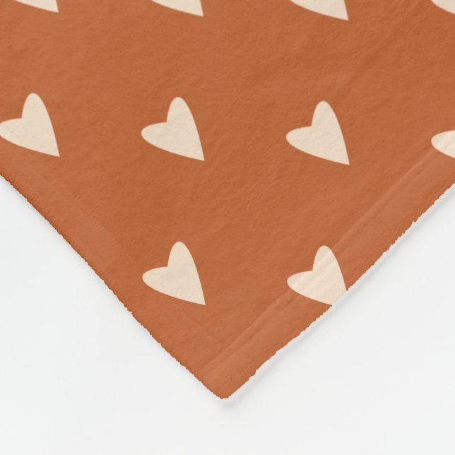Geometry in Love - cream on red ocher - pattern.   Fleece Blanket (Corner)