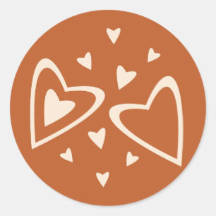 Geometry in Love - cream on red ochre - image.  Classic Round Sticker