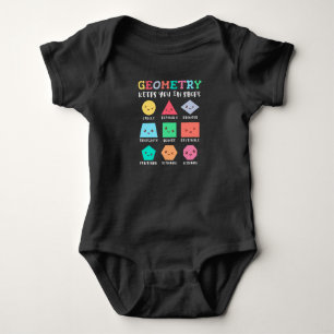 Geometry keeps you in shape, geometric shapes baby bodysuit