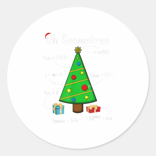 Geometry Math Science Teacher Christmas Classic Round Sticker (Front)