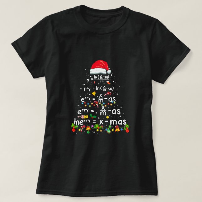 Geometry Math Science Teacher Xmas Tree Funny Chri T-Shirt (Design Front)