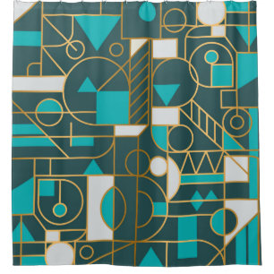 Geometry minimalistic artwork retro poster with si shower curtain