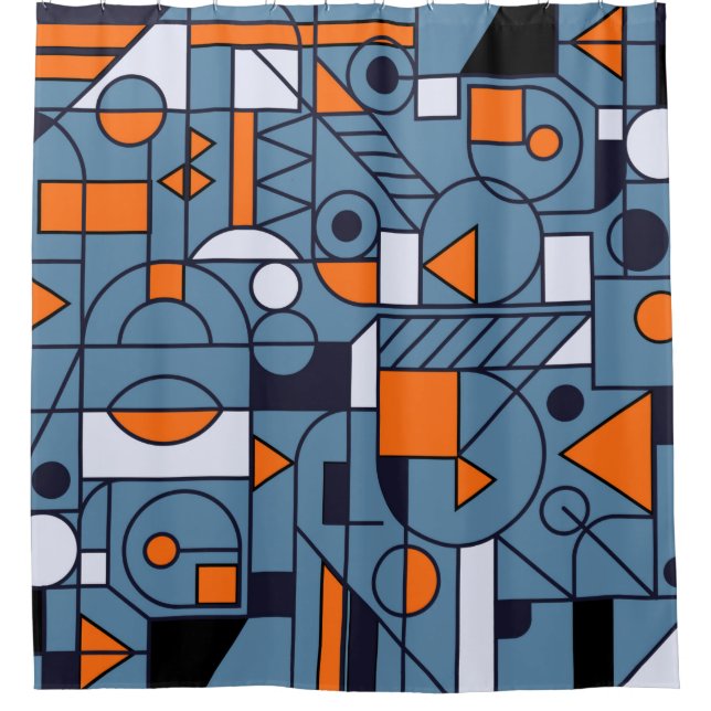 Geometry minimalistic artwork retro poster with si shower curtain (Front)