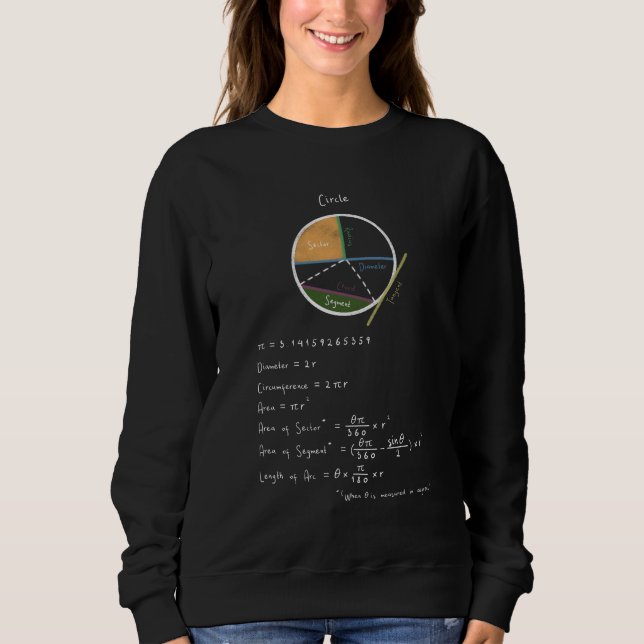 Geometry of a Circle Math Geometry Reference Sweatshirt (Front)