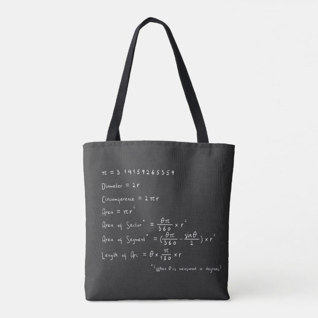 Geometry of a Circle Math Geometry Reference Tote Bag (Back)
