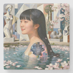 “Geometry of Serenity” – A Digital Portrait Stone Coaster