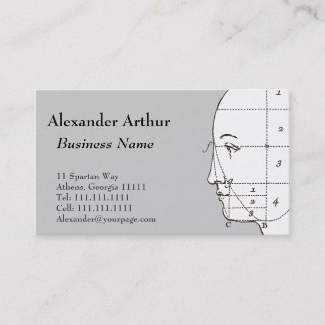 Geometry of the Human Head Antique Print Business Card (Front)